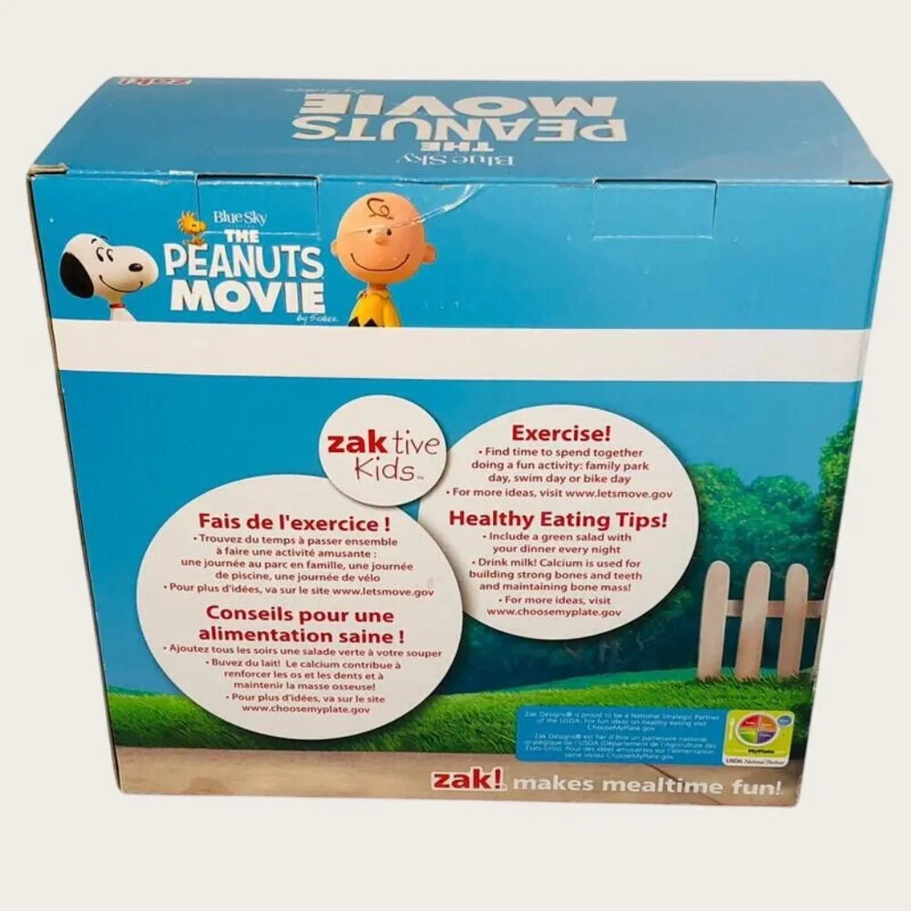 Zak The Peanuts Movie Mealtime Set Plate Bowl Cup Snoopy Charlie Brown New